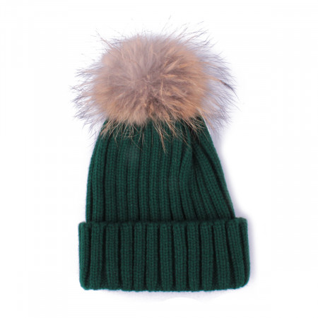 Bonnet à pompon marron et noir