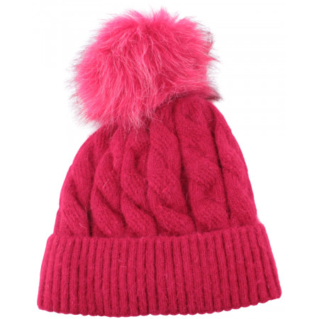 Bonnet fourré rouge à pompon Torsini
