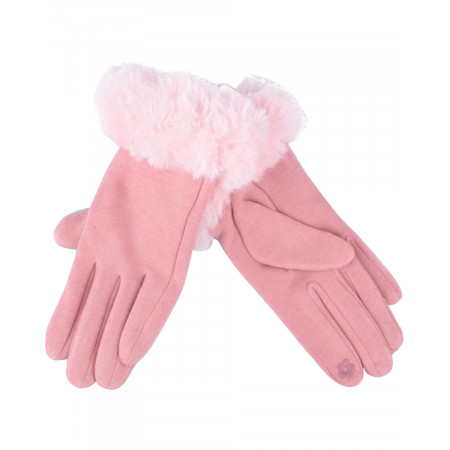 Gants roses pâles fourrure rose femme