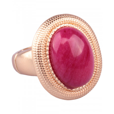 Bague LOL dorée perle ovale rose fushia