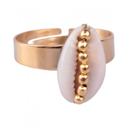 Bague MILE MILA acier doré coquillage perlé