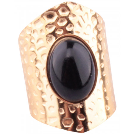 Bague MILE MILA acier doré Coni perle noire