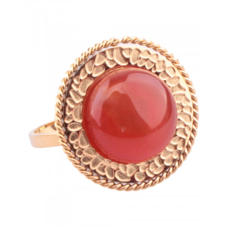 Bague acier doré pierre orange MILE MILA