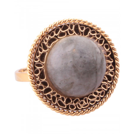 Bague acier doré pierre grise MILE MILA