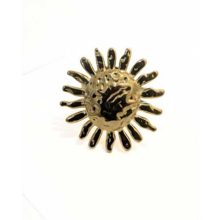 Bague femme acier doré soleil