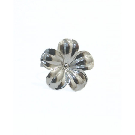 Bague femme acier argenté fleur