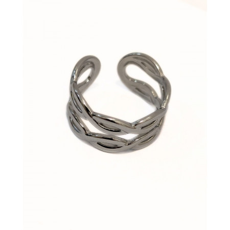 Bague femme acier argenté torsadé Smilla