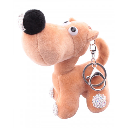 Porte-clés chien beige truffe à strass
