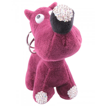 Porte-clés chien bordeaux truffe à strass