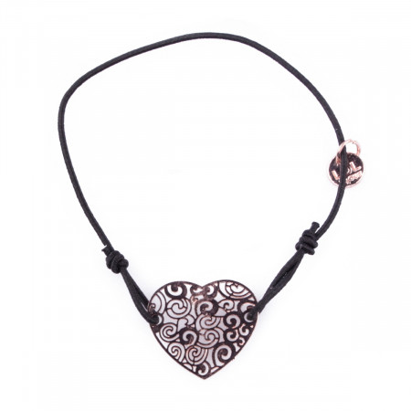 Bracelet Lolilota élastique noir coeur filigrane cuivré