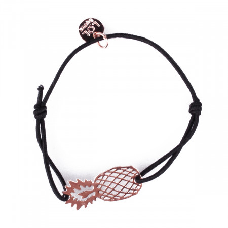Bracelet LOL élastique noir ananas filigrane cuivré