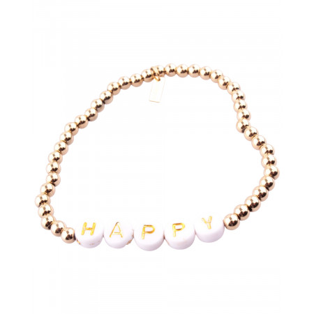 Bracelet acier perles dorées Happy