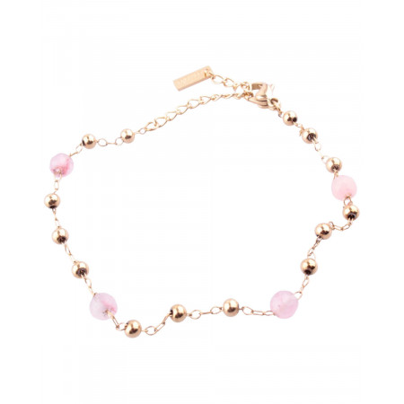 Bracelet acier doré perles or et roses