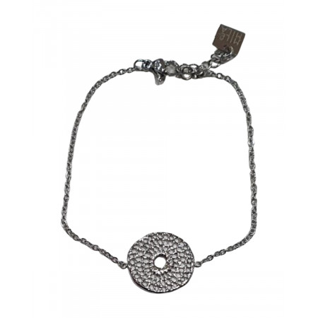 Bracelet acier argenté rond picté