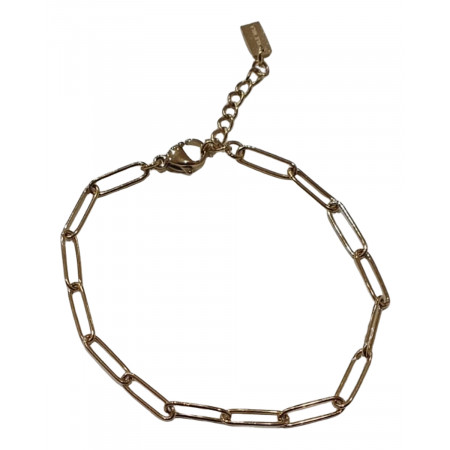 Bracelet acier maille trombone or