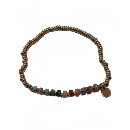 Bracelet acier doré fines pierres multicolores