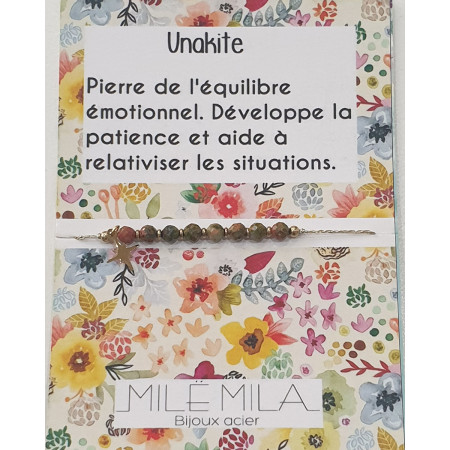 Bracelet Unakite acier 