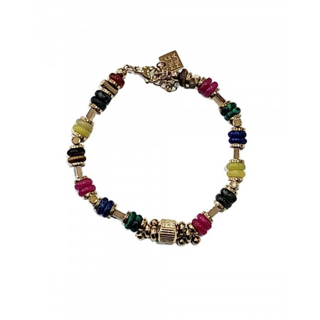 Bracelet femme acier doré et pierres multicolores Maïna