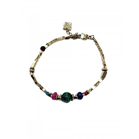 Bracelet femme acier doré et pierres multicolores Talia