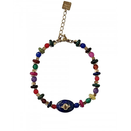 Bracelet femme acier doré et pierres multicolores Nirina