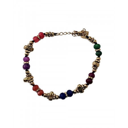 Bracelet femme acier doré et pierres multicolores Mirany