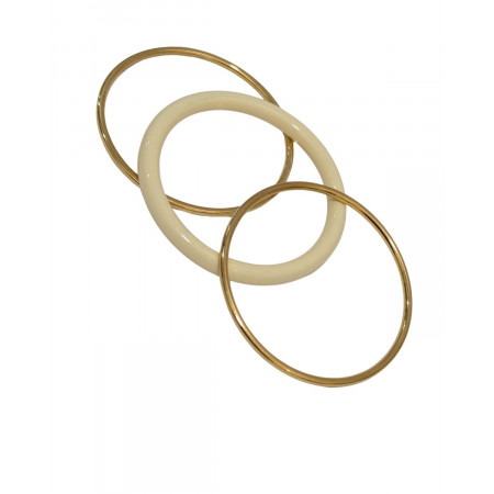 Bracelet manchette résine beige et acier doré