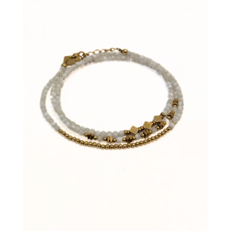 Bracelet femme acier doré et pierres blanches Marcella