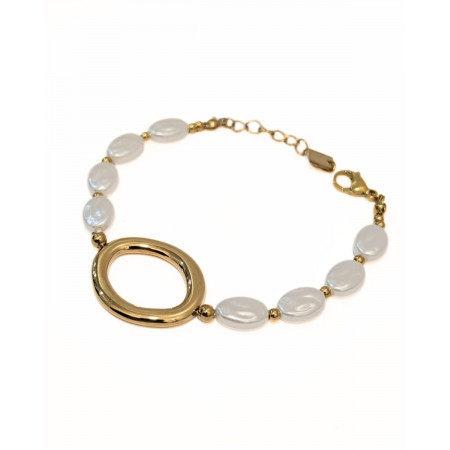 Bracelet femme acier doré et nacré Dortea