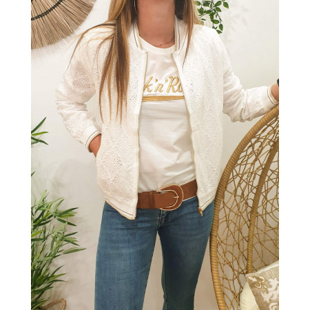 Bombers blanc cassé dentelle