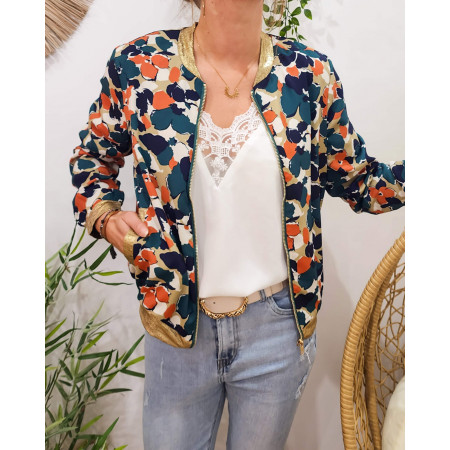 Bombers femme vert rouille et bleu Veronica