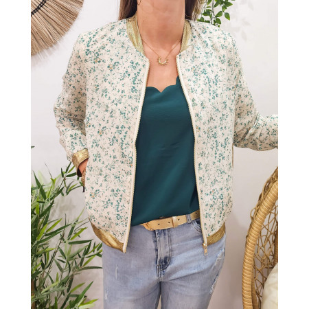 Bombers femme écru et vert Marthe