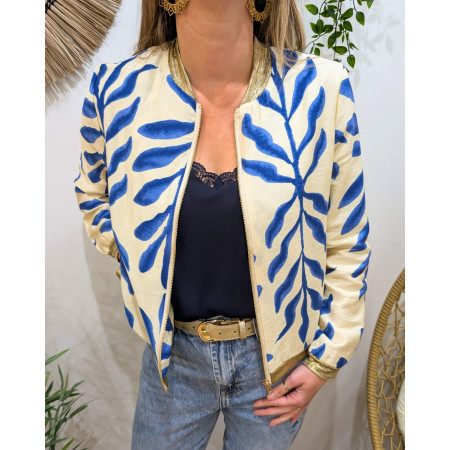 Bombers femme beige et bleu Iléana