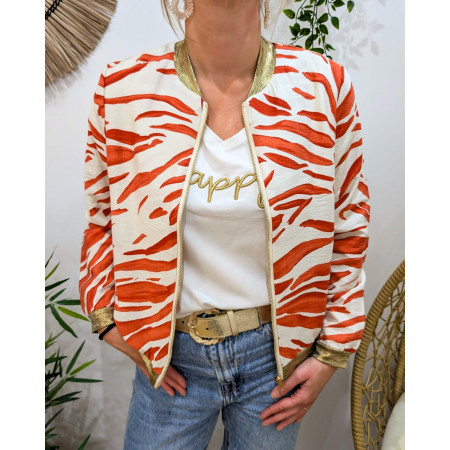 Bombers femme écru et orange Aenor