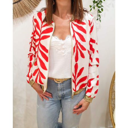 Bombers femme écru et rouge Ismérie