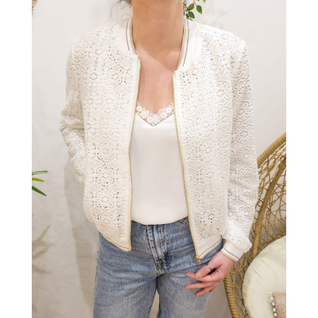 Bombers femme écru crochet