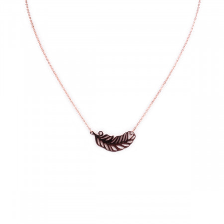 Collier MILE MILA acier cuivré plume fantaisie