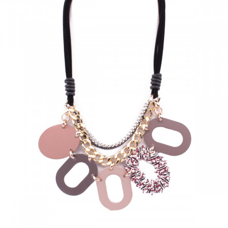 Collier LOLILOTA plastron cuivré bordeaux noir Indusi