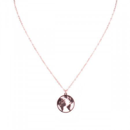 Collier MILE MILA Globe terrestre acier cuivré