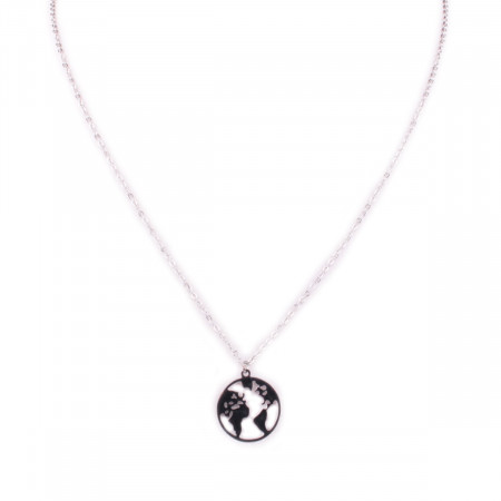 Collier MILE MILA Globe terrestre acier argent