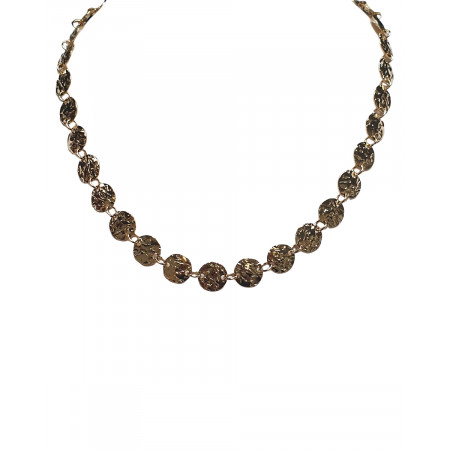 Collier acier doré ronds martelés