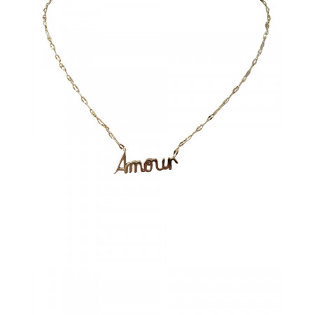 Collier acier doré Amour mailles fines