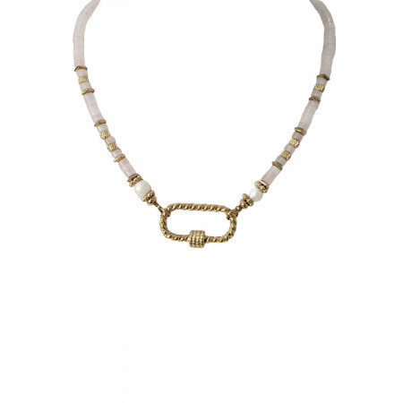 Collier acier doré quartz rose Ciara