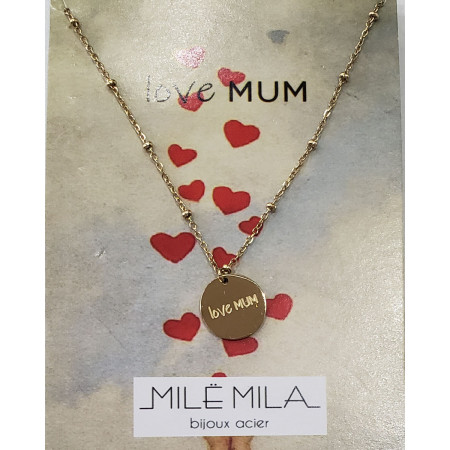 Collier acier doré love MUM