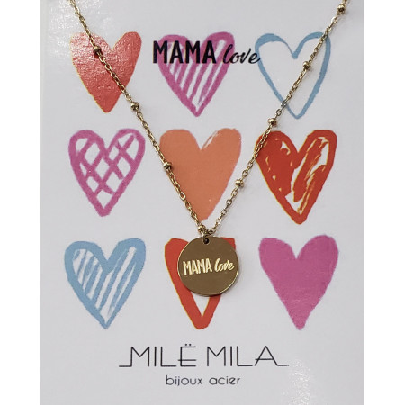 Collier acier doré MAMA Love