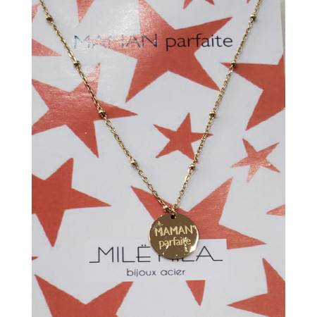 Collier acier doré MAMAN Parfaite 2