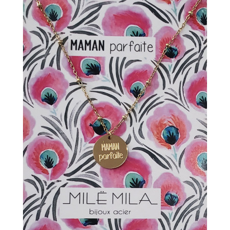 Collier acier doré MAMAN Parfaite