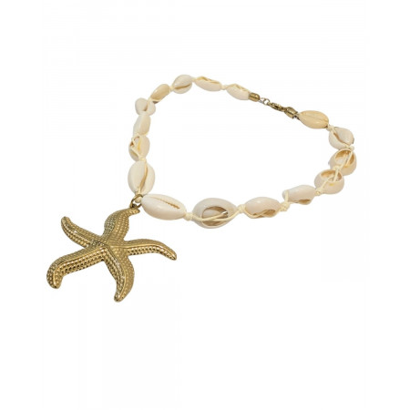 Collier femme acier inoxydable coquillages étoile de mer doré