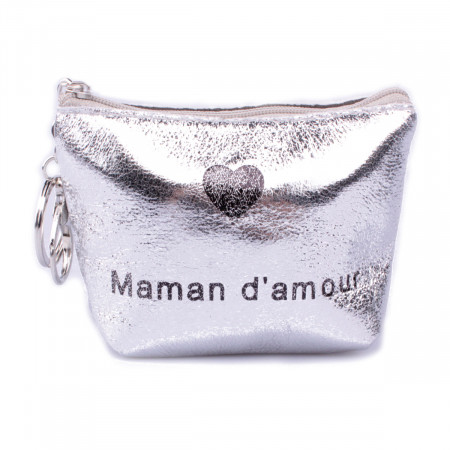 Porte monnaie Maman d'amour argent brillant