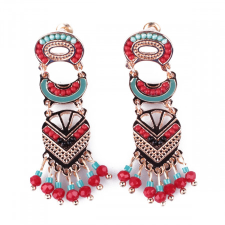 Boucles d'oreilles LOL cuivré rouges et bleues Totemis