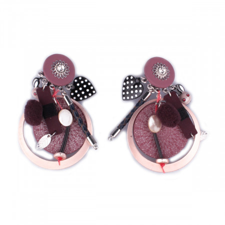 Boucles d'oreilles LOL à clips mauves et cuivrées Marocis